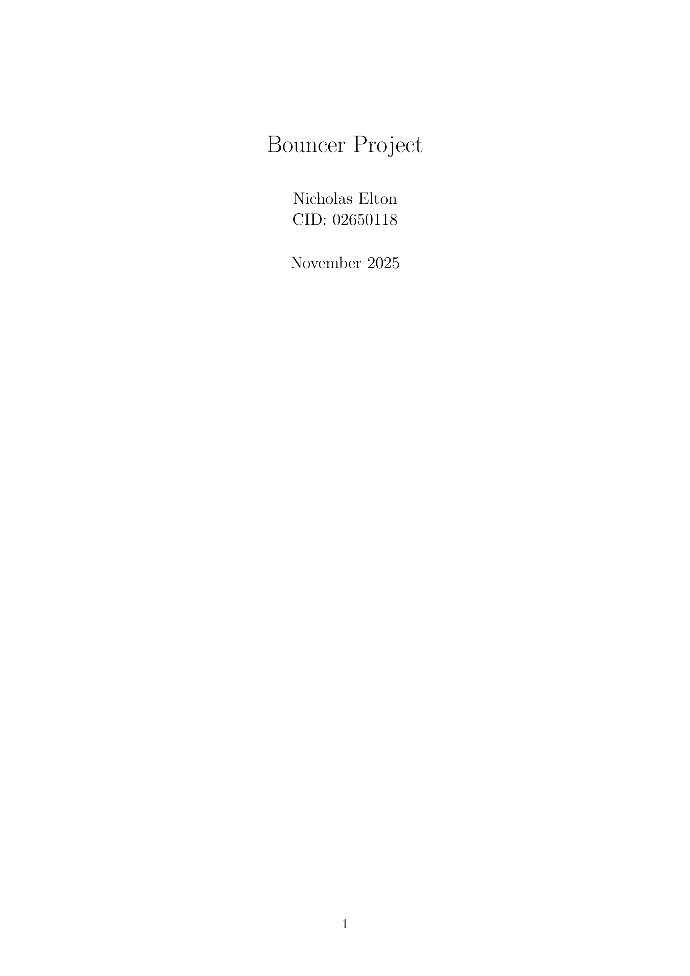 Bouncer Challenge — report page 1