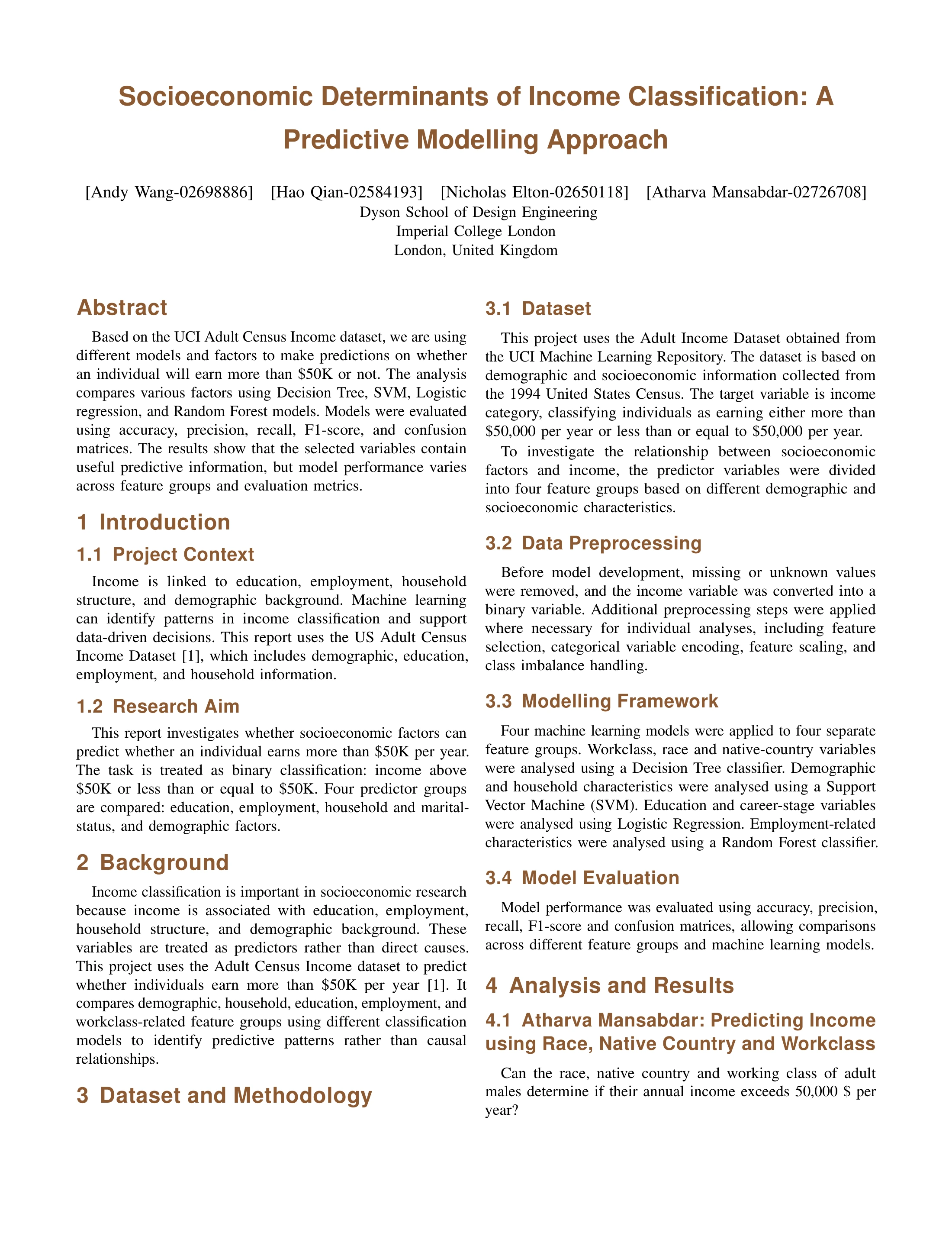 Data Science — report page 1