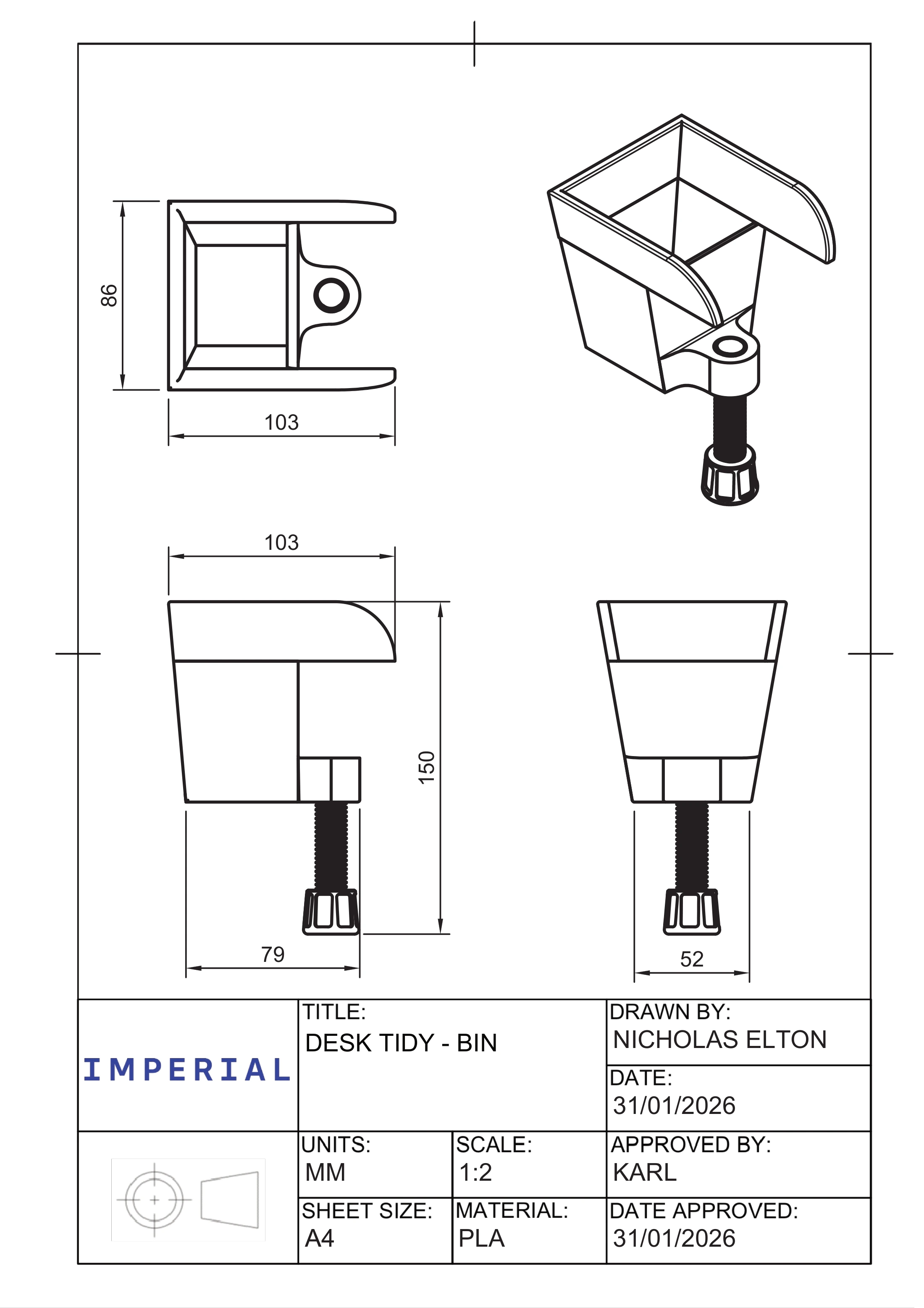 Desk Tidy — design sheet 2
